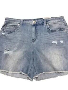 Style & Co. NWT Womens Fray Hem Denim Shorts Distressed Light‎ Wash Si